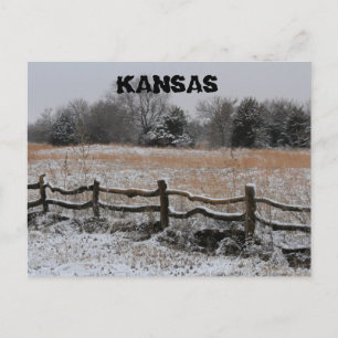 Cartões de Posto Kansas Wooden Fence Winter Wonde