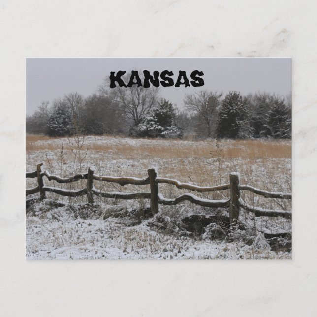 Cartões de Posto Kansas Wooden Fence Winter Wonder (Frente)