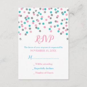 Cartões de prata azuis cor-de-rosa do chá de