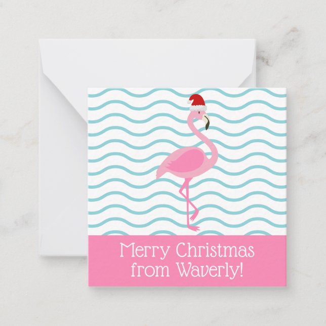 Cartões de Presente de Natal Flamingo Rosa Santa (Frente)