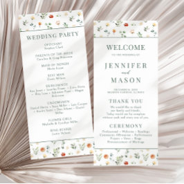 Cartões de programa de casamento florais verde lar