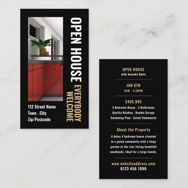 Cartões de propaganda do Realtor de Estilo de Foto (Frente/Verso)