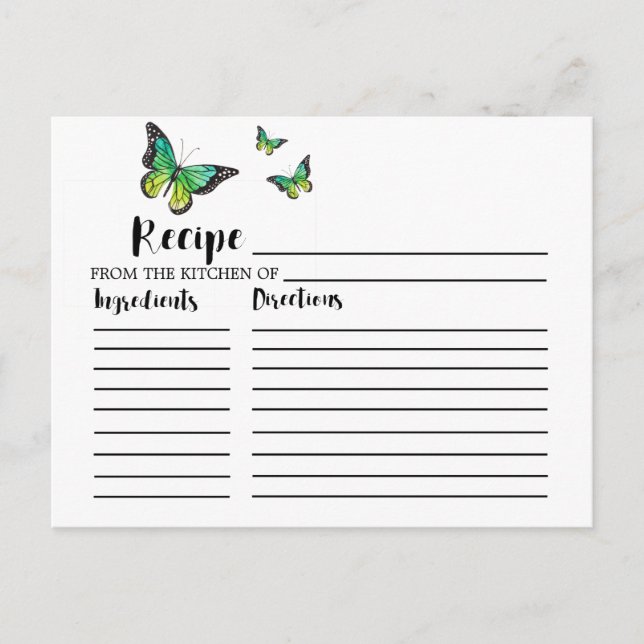 Cartões de recebimento de Chá de panela de borbole (Frente)