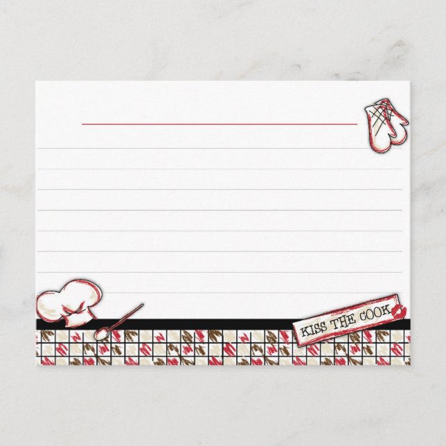 Cartões de receita. Beija O Cook (Frente)