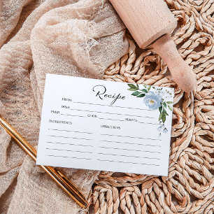 Cartões de Receita de Chá de Noiva com Verde-azula