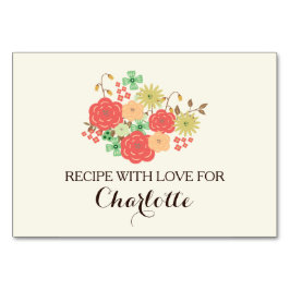 cartões de receita de chá de panela floral de marf