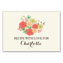 cartões de receita de chá de panela floral de marf