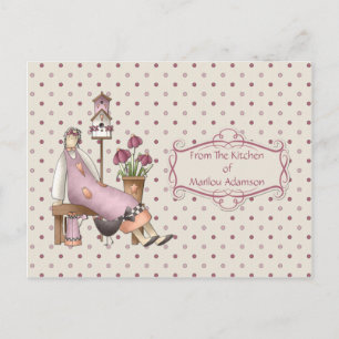 Cartões de receita de cozinha de país rosa