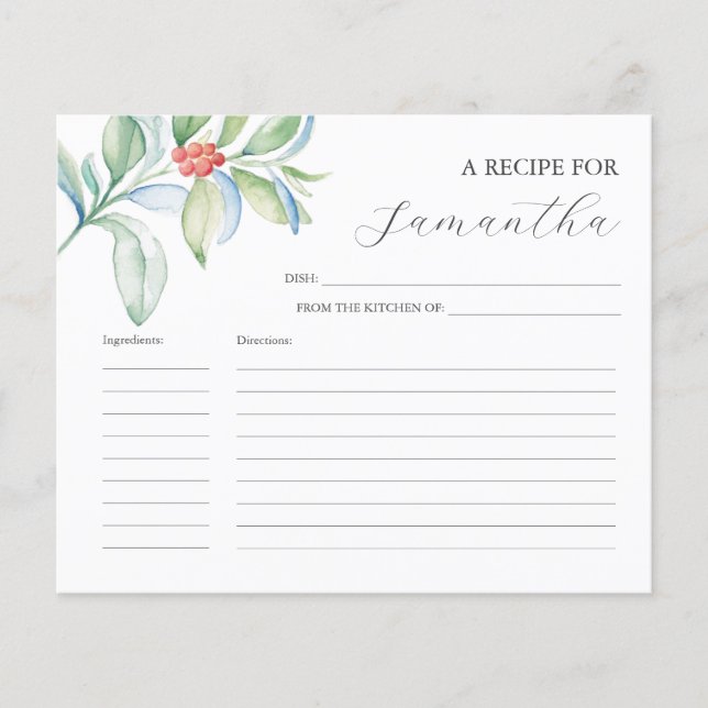 Cartões de receita de cozinhar Cobra d'água Natal (Frente)