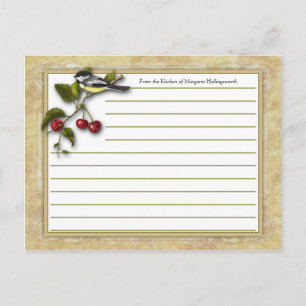 Cartões de receita de frango e cerejas