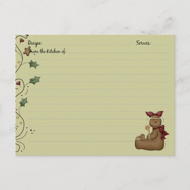 Cartões de receita de pão-de-gengibre (Frente)