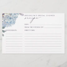 Cartões de Receita do Chá de panela Hydrangeas Azu