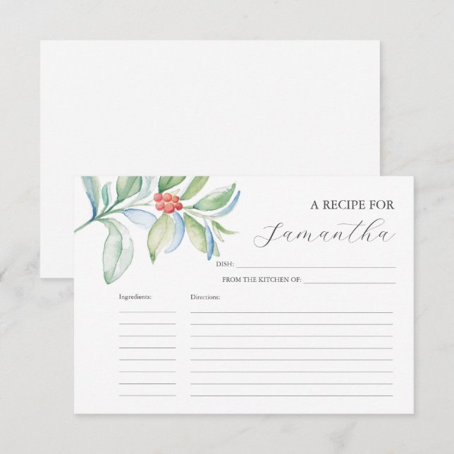 Cartões de Receita Imprimíveis Cores em Água Natal (Frente/Verso)