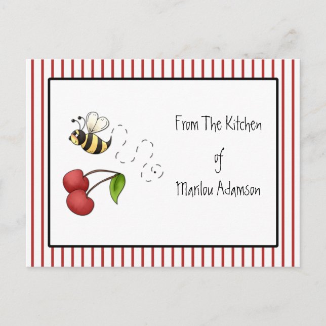 Cartões de receitas de cerejas de abelha (Frente)