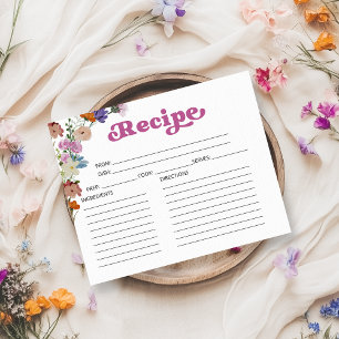 Cartões de Receitas de Chá de Noiva com Caligrafia