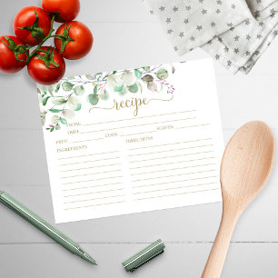 Cartões de Receitas de Chá de Noiva com Eucalipto 