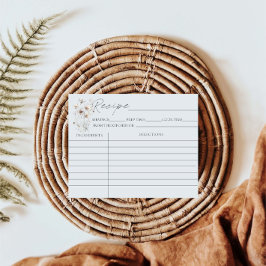 Cartões de Receitas de Chá de Noiva Floral de Flor