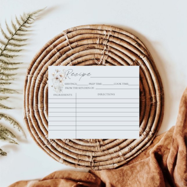 Cartões de Receitas de Chá de Noiva Floral de Flor (Criador carregado)