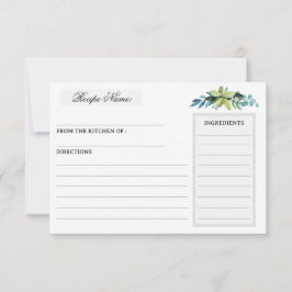 Cartões de receitas de chá de panela verde em aqua
