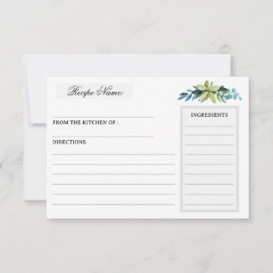 Cartões de receitas de chá de panela verde em aqua
