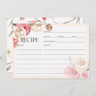 Cartões de receitas de chás de panela florais eleg
