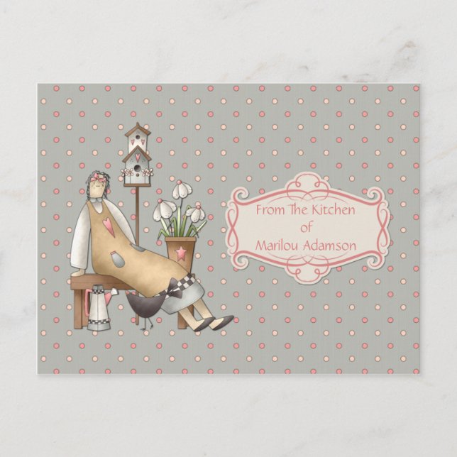 Cartões de receitas de cozinha de pessel-país (Frente)