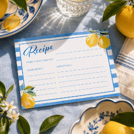 Cartões de Receitas de Limão Italiano para Chá de 