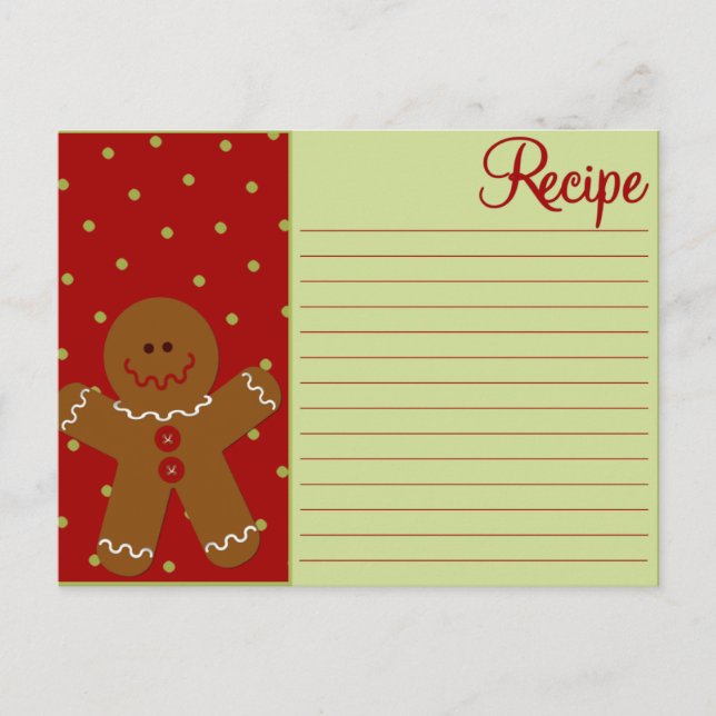 Cartões de receitas de pão de Natal (Frente)