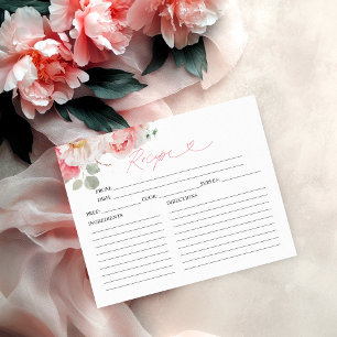 Cartões de Receitas para Chá de Noiva Floral Cor-d