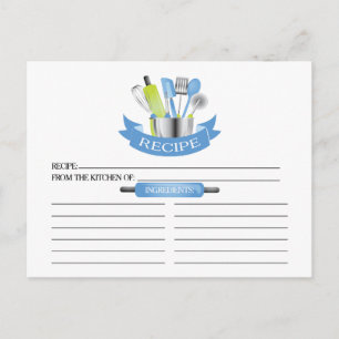 Cartões de Receitas para Chá de Panela com Utensíl