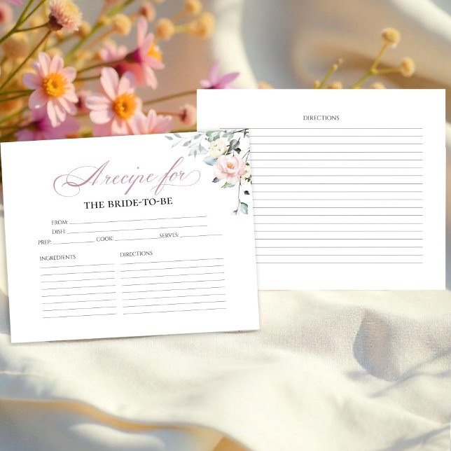 Cartões de Receitas para Chá de Panela Floral Boho (Criador carregado)