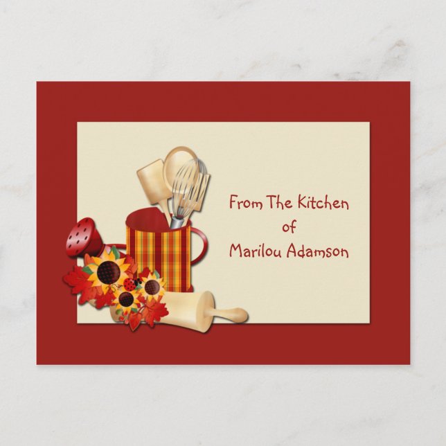 Cartões de receitas para utensílios de cozinha (Frente)