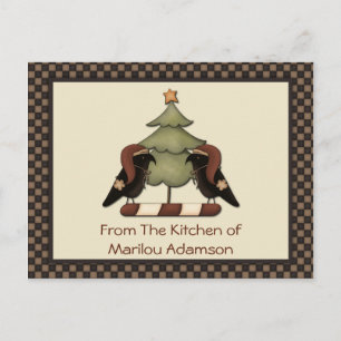 Cartões de receitas primitivos de corvos de Natal