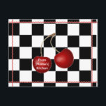 Cartões de receitas retro de cereja<br><div class="desc">Cerejas vermelhas e ric-rac contra cheques em preto e branco.  Adicione o seu nome ou o nome de um amigo na pequena cereja!  Um conjunto desses faria um feriado maravilhoso,  Dia de as mães,  aquecimento doméstico,  aniversário... presente!</div>