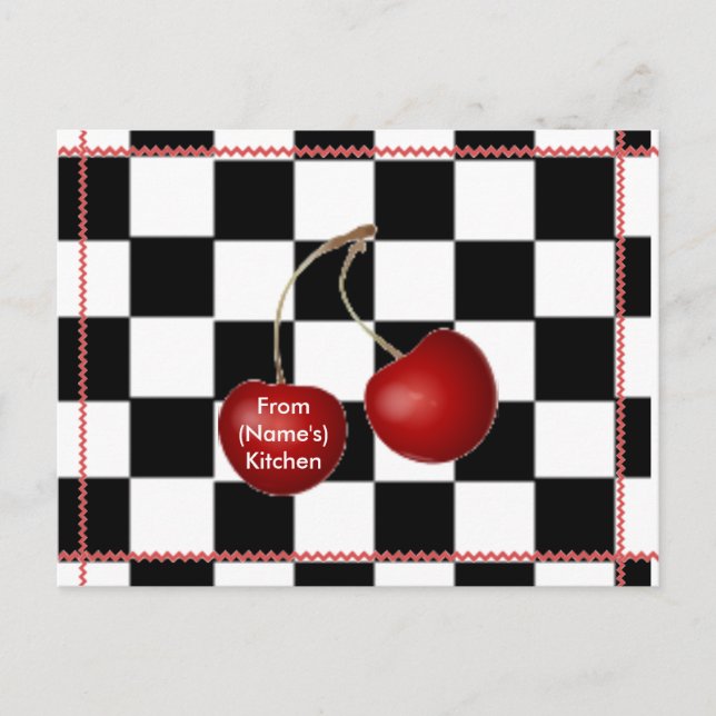 Cartões de receitas retro de cereja (Frente)