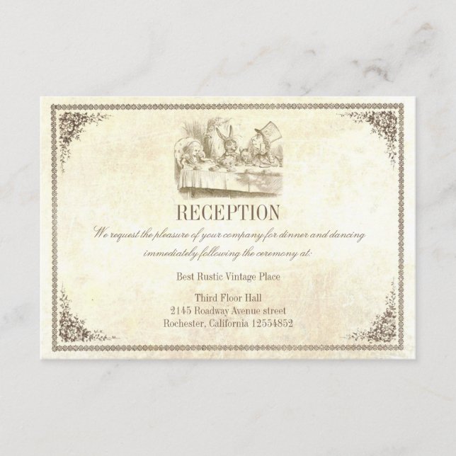Cartões de Recepção de Casamento Alice no País das (Frente)