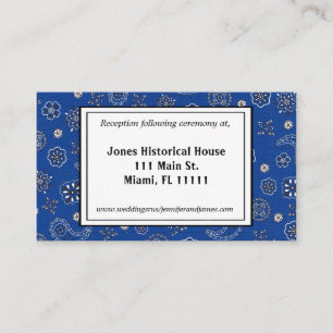 Cartões de Recepção de casamento Bandana Azul