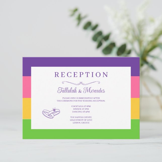Cartões de Recepção de Casamento com Bandeira Saph (Em pé/Frente)