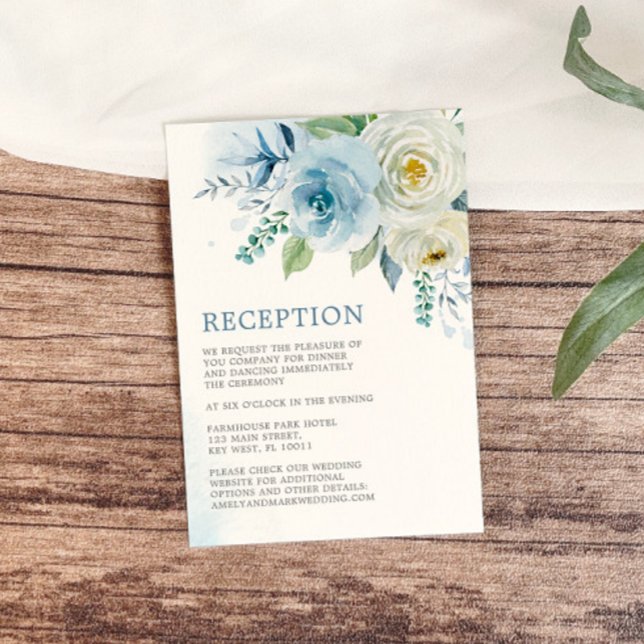 Cartões de Recepção de Casamento com Rosas Azuis e (Criador carregado)