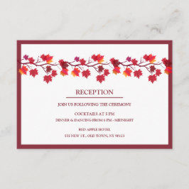 Cartões de Recepção de Casamento de Folhas de Outo