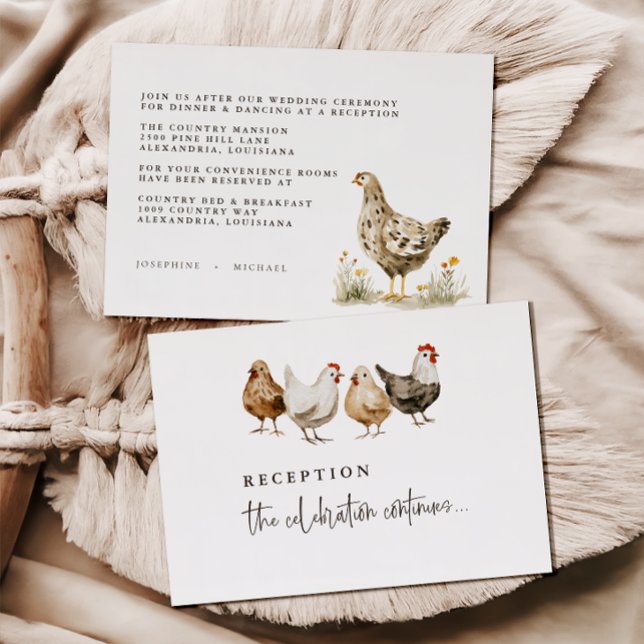 Cartões de Recepção de Casamento de Frango da Faze (Criador carregado)