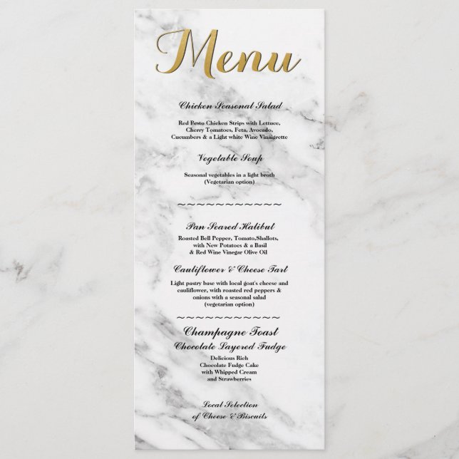 Cartões de Recepção de Casamento do Menu Dourado d (Frente)