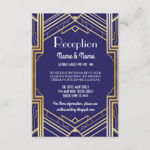 Cartões de Recepção de Casamento Gatsby Art Deco D