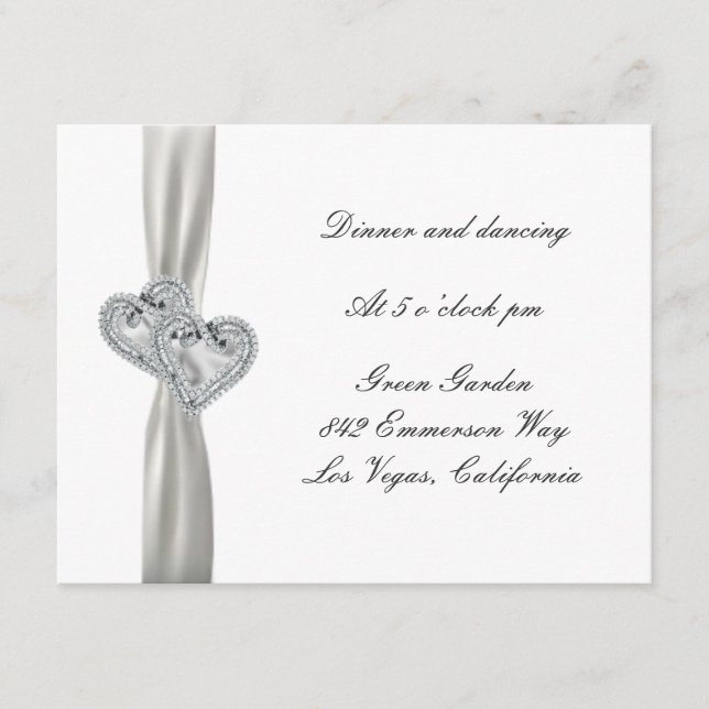 Cartões de Recepção de Casamento Hearts White (Frente)