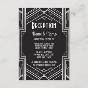 Cartões de Recepção de Casamento Prata Art Déco Ga