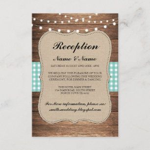 Cartões de Recepção de casamento Rústico Burlap Te