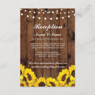 Cartões de Recepção de Casamento Rústico Girassol 