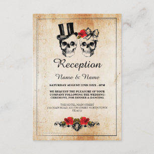 Cartões de Recepção de Casamento Rústicos Caveiras