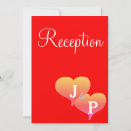 Cartões de Recepção de Monograma Corações Vermelho