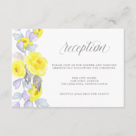 Cartões de Recepção de Rosas em Aquarela Amarela, 